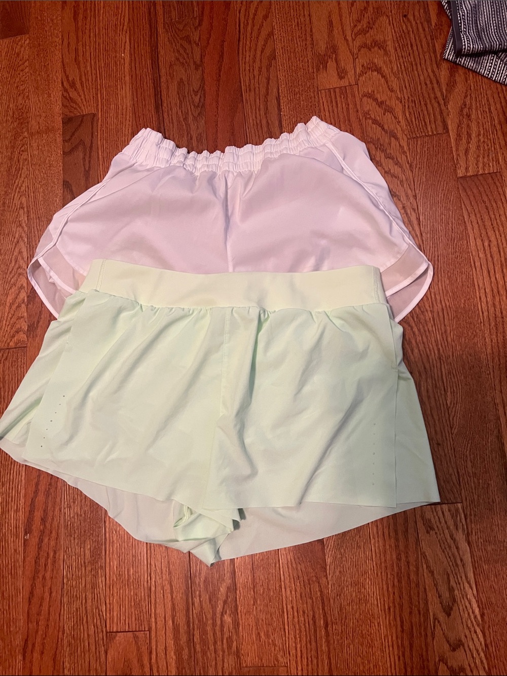 Athleta White and Light Green Athletic Shorts Duo